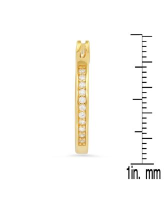 Steeltime Women's Plated Sterling Silver and Simulated Diamonds Hoops Huggie Earrings