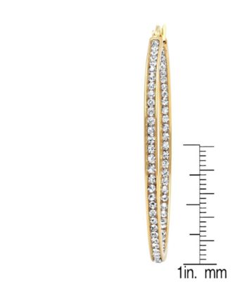 Women's Stainless Steel In and Out Simulated Diamond Hoop Earrings