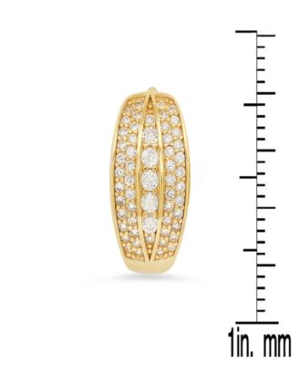 Women's Plated Multi-Row Simulated Diamonds Oval Round Huggie Earrings