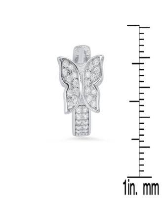 Steeltime Womens Sterling Silver and Simulated Diamonds Butterfly Huggie Earrings 23990₽