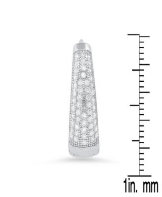 Steeltime Womens Sterling Silver and Simulated Diamonds Oval Huggie Earrings 25090₽