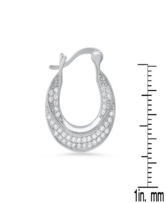 Steeltime Womens Sterling Silver and Simulated Diamonds Flat Hoop Earrings 18790₽