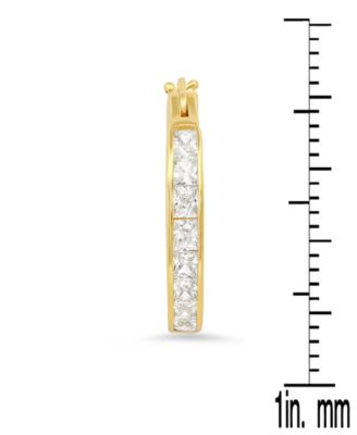 Steeltime Womens Plated Sterling Silver and Simulated Square Diamonds Round Hoop Earrings 15390₽