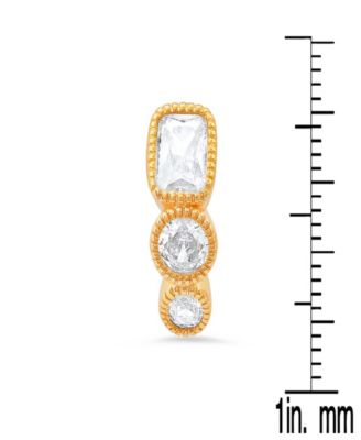 Steeltime Women's Plated Brass Simulated Diamonds Huggie Earrings