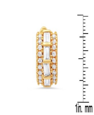 Steeltime Women's 18K Gold Plated Brass Simulated Diamonds Huggie Earrings