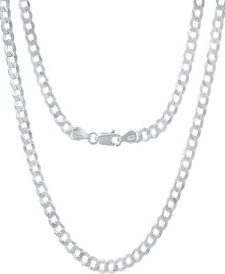 Unisex Sterling Silver Diamond Cut Curb Link Chain Necklace