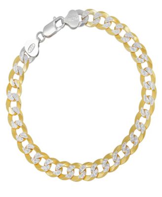 Steeltime Unisex Two-Tone Sterling Silver and 18K Gold Plated Diamond Cut Curb Link Bracelet 21690₽
