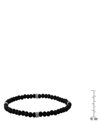 Men’s Sterling Silver and Black Lava Beaded Stretch Bracelet