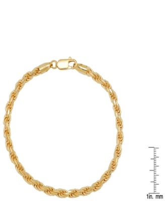 Unisex 14K Gold Plated Sterling Silver Rope Chain Bracelet