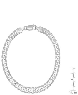 Unisex Sterling Silver Diamond Cut Curb Link Chain Bracelet