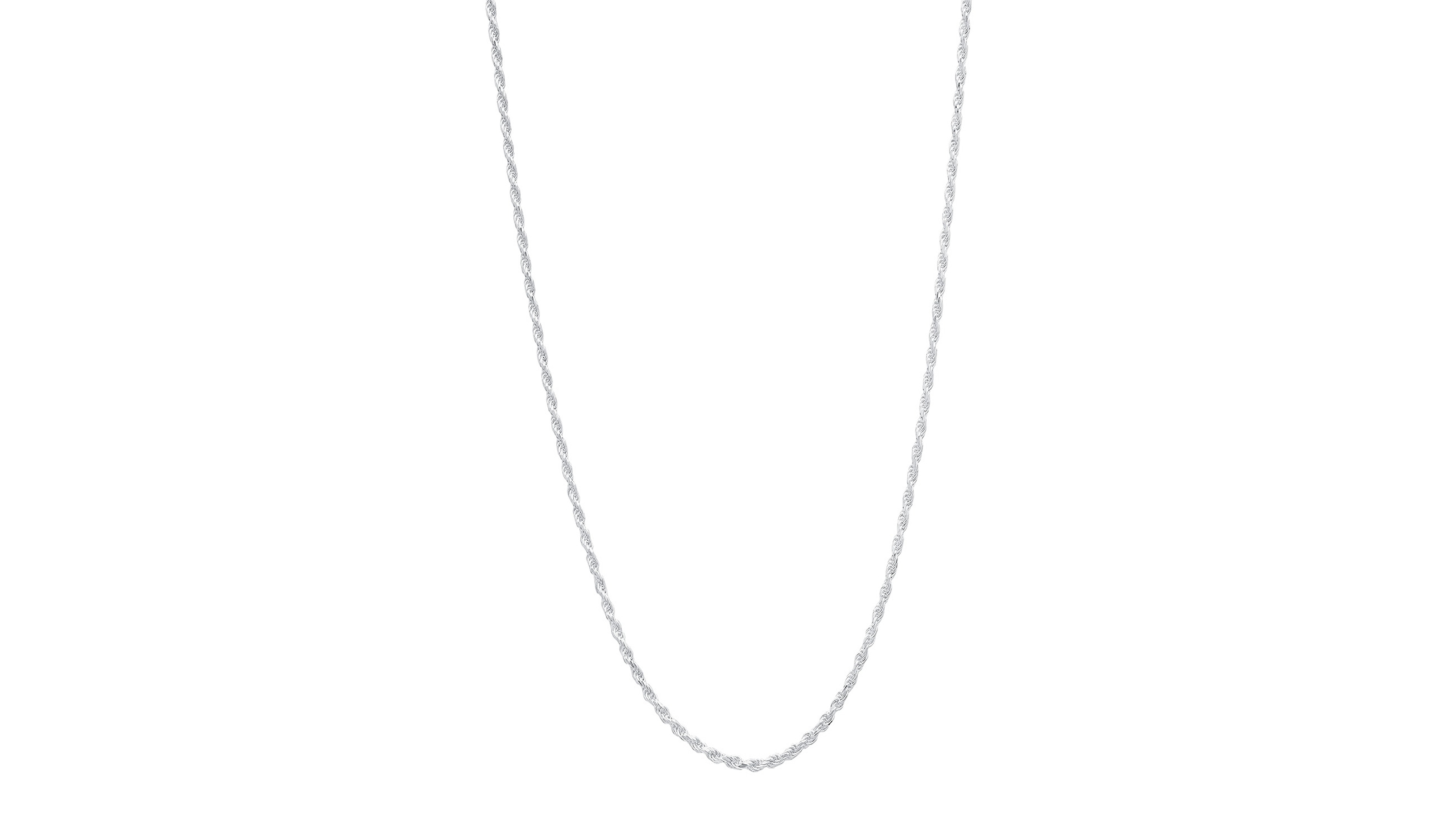 Steeltime Unisex Sterling Silver Rope Chain Necklace