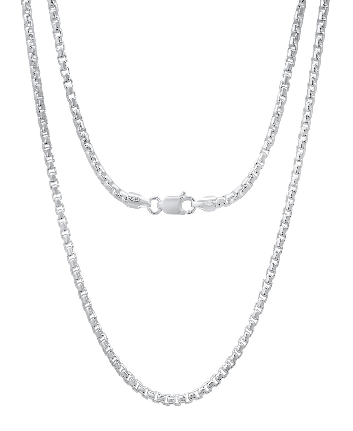 Unisex Sterling Silver Box Link Chain Necklace - Silver