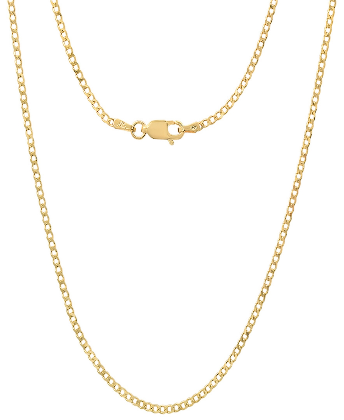 Steeltime Unisex 14K Gold Plated Cuban Superflat Chain Necklace