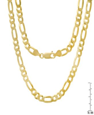 Unisex 14K Gold Plated Figaro Superflat Necklace