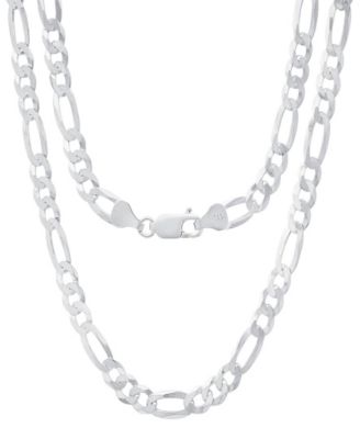Unisex Sterling Silver Figaro Superflat Necklace