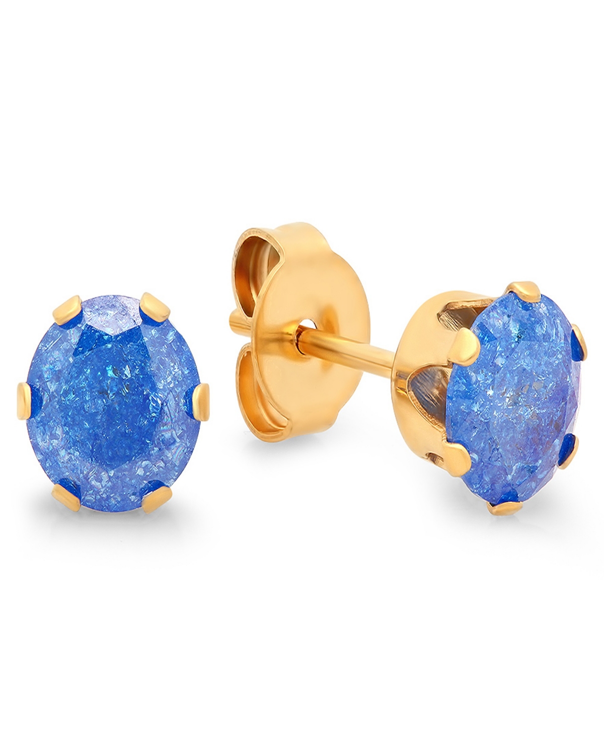 Women's 18K Gold-Plated Stainless-Steel Blue Simulated Diamond Galaxy Stud Earrings - Blue