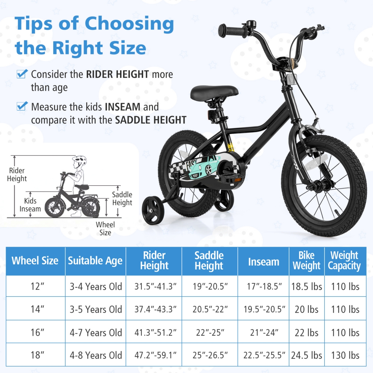 Kids Bike with Adjustable Seat and Low-Step Frame for Easy Mounting