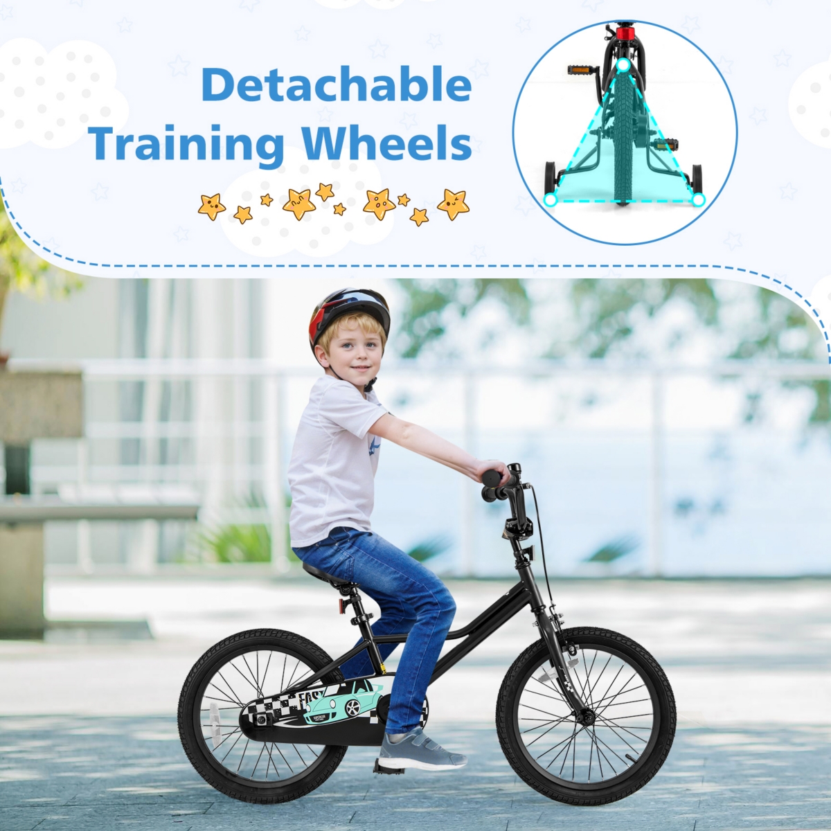 Kids Bike with Adjustable Seat and Low-Step Frame for Easy Mounting