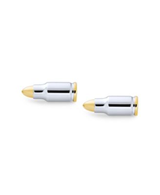 Two Tone Bullet Cufflinks Gold Plated Tip Silver Tone Stainless Steel