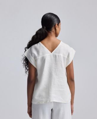 Women's Boxy Top with Embroidered Lace Detail