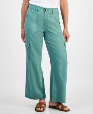 Petite Mid-Rise Wide-Leg Cargo Pants, Exclusively at Macy's 
