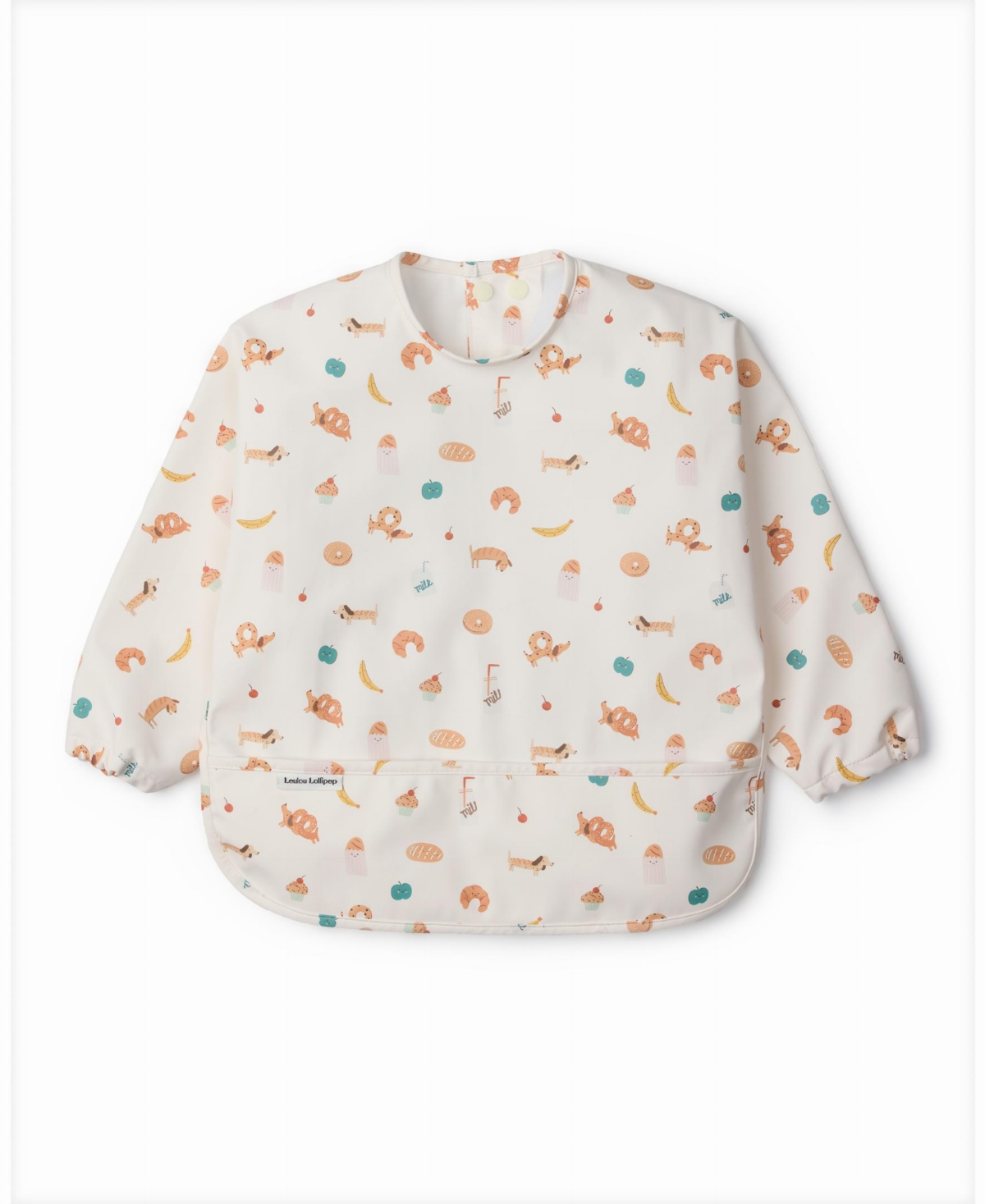 Loulou Lollipop Baby Long Sleeve Bib Learning Utensil Set In Neutral