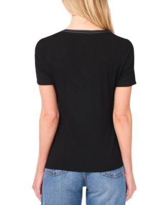 Women's V-Neck Ribbon-Trim Top