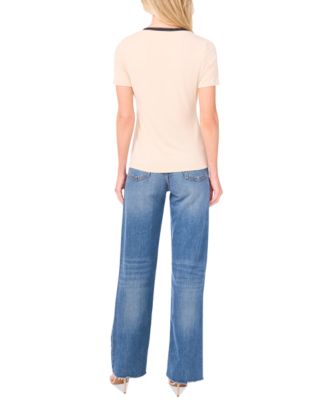 Women's V-Neck Ribbon-Trim Top