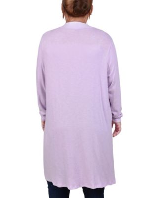 Plus Size Long Sleeve Knee Length Cardigan Sweater