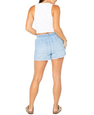 Juniors' Pull-On Utility Chambray Shorts
