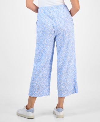 Petite Printed High-Rise Wide-Leg Ankle Pants, Exclusively at Macy's 