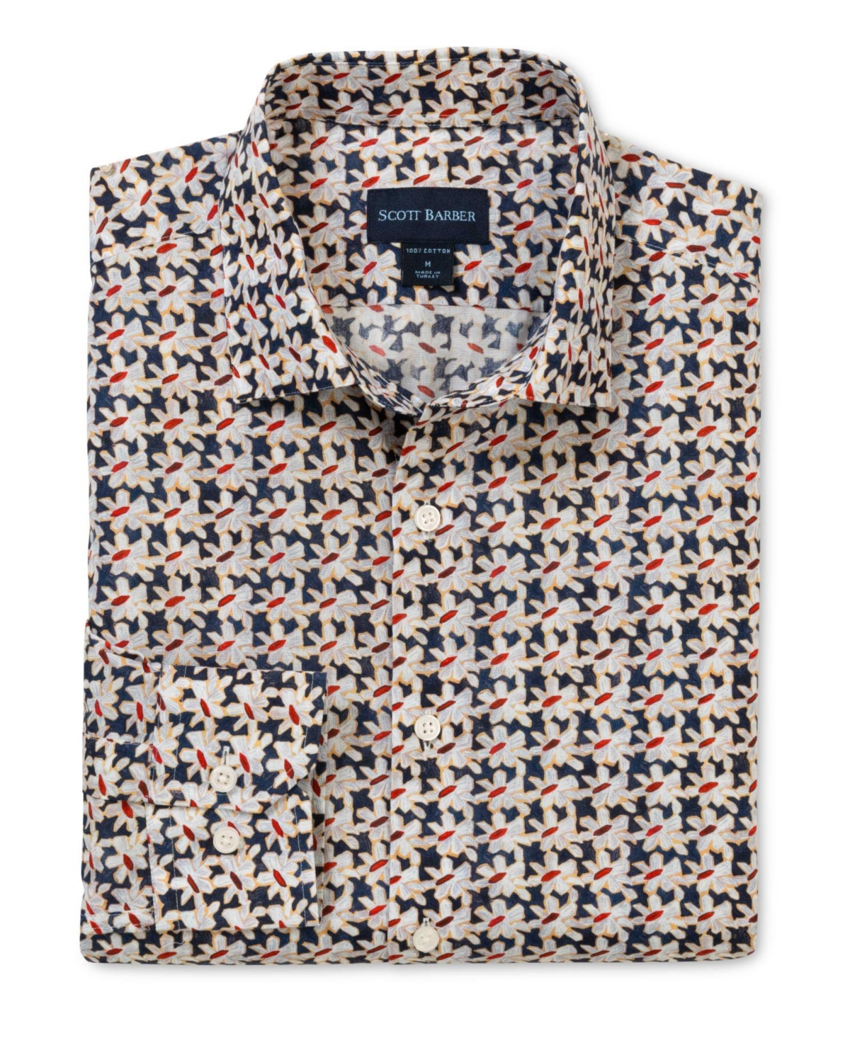 Men's Voile Flower Print, Navy - Navy
