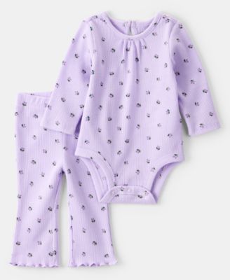 Carter's - Baby Girls Berry-Print Bodysuit & Pants, 2 Piece Set