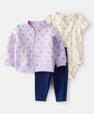 Carter's - Baby Girls Floral Little Cardigan, Bodysuit & Pants, 3 Piece Set