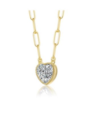 Heart Bezel Set Clear Cubic Zirconia Solitaire Necklace