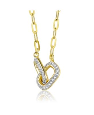 14K Gold Plated wth Clear Cubic Zirconia Interlocking Links Necklace
