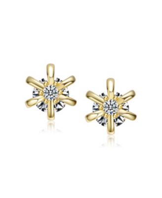 Kids Plated with Colored Cubic Zirconia Accents Flower Stud Earrings Earrings