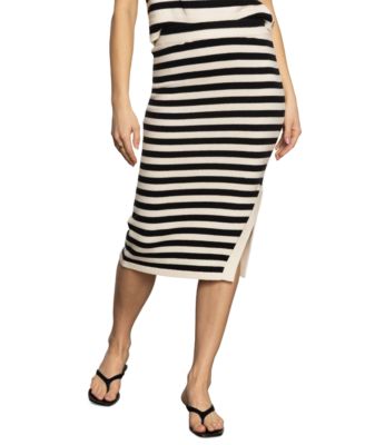 Women's Pull-On Side-Slit Midi Sweater Skirt 