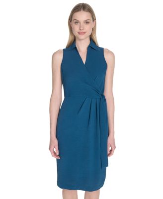Women's Sleeveless Wrap V-Neck Sheath Dress