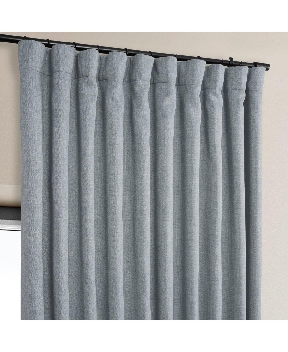 Half Price Drapes Extra Wide Textured Faux Linen Room Darkening Curtain In Gray