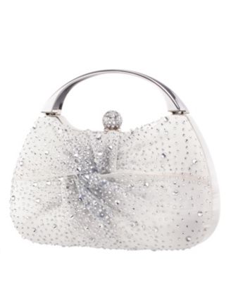 Crystal Twist Chiffon and Satin Minaudiere Clutch Bag