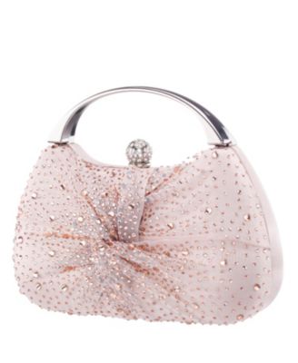 Crystal Twist Chiffon and Satin Minaudiere Clutch Bag