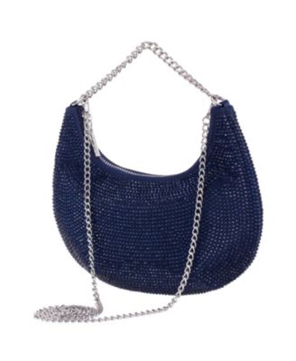 All Over Crystal Crescent Moon Crossbody Bag