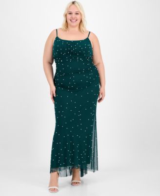 B Darlin - Trendy Plus Size Emma Faux-Pearl Beaded Gown