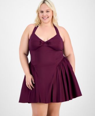 Trendy Plus Size A-Line Halter Dress
