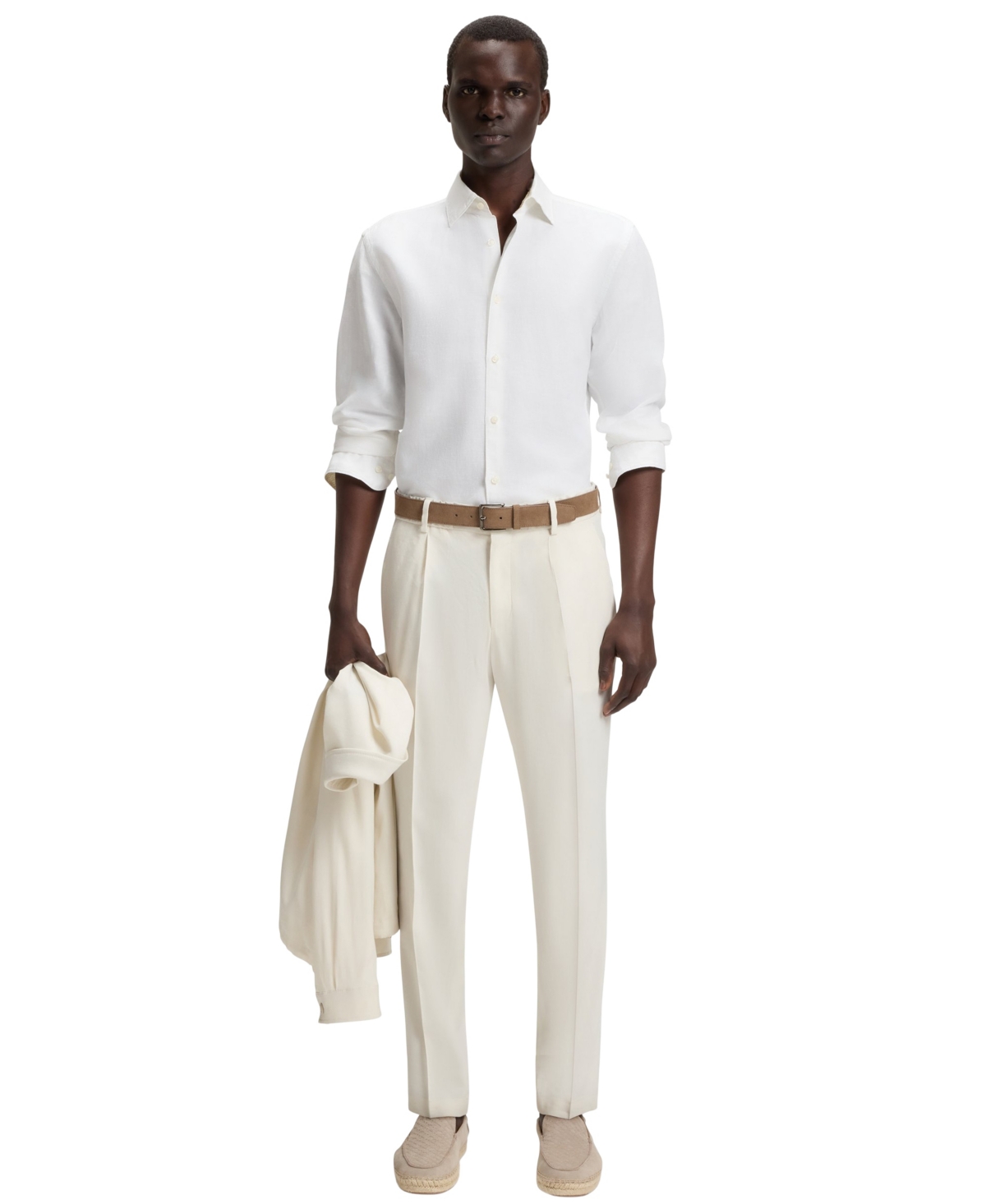 Hugo Boss Mens Boss Regular-fit Long-sleeve Stretch-linen Shirt