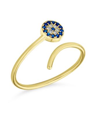 Minimalist Delicate Cz Accent Knuckle Thin 1mm Band Stackable Hamsa Midi Ring Yellow Gold Plated .925 Sterling Silver