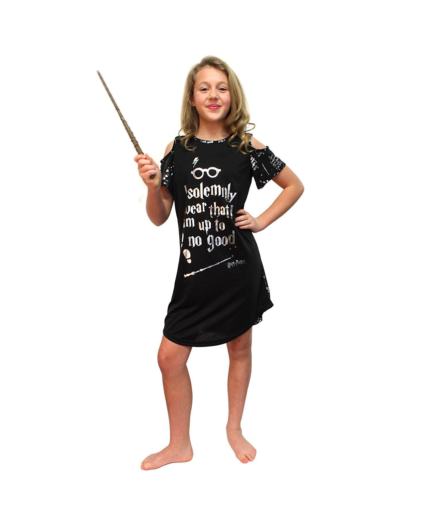 Intimo Girls' "Solemnly Swear" Cold Shoulder Kids Nightgown Pajama