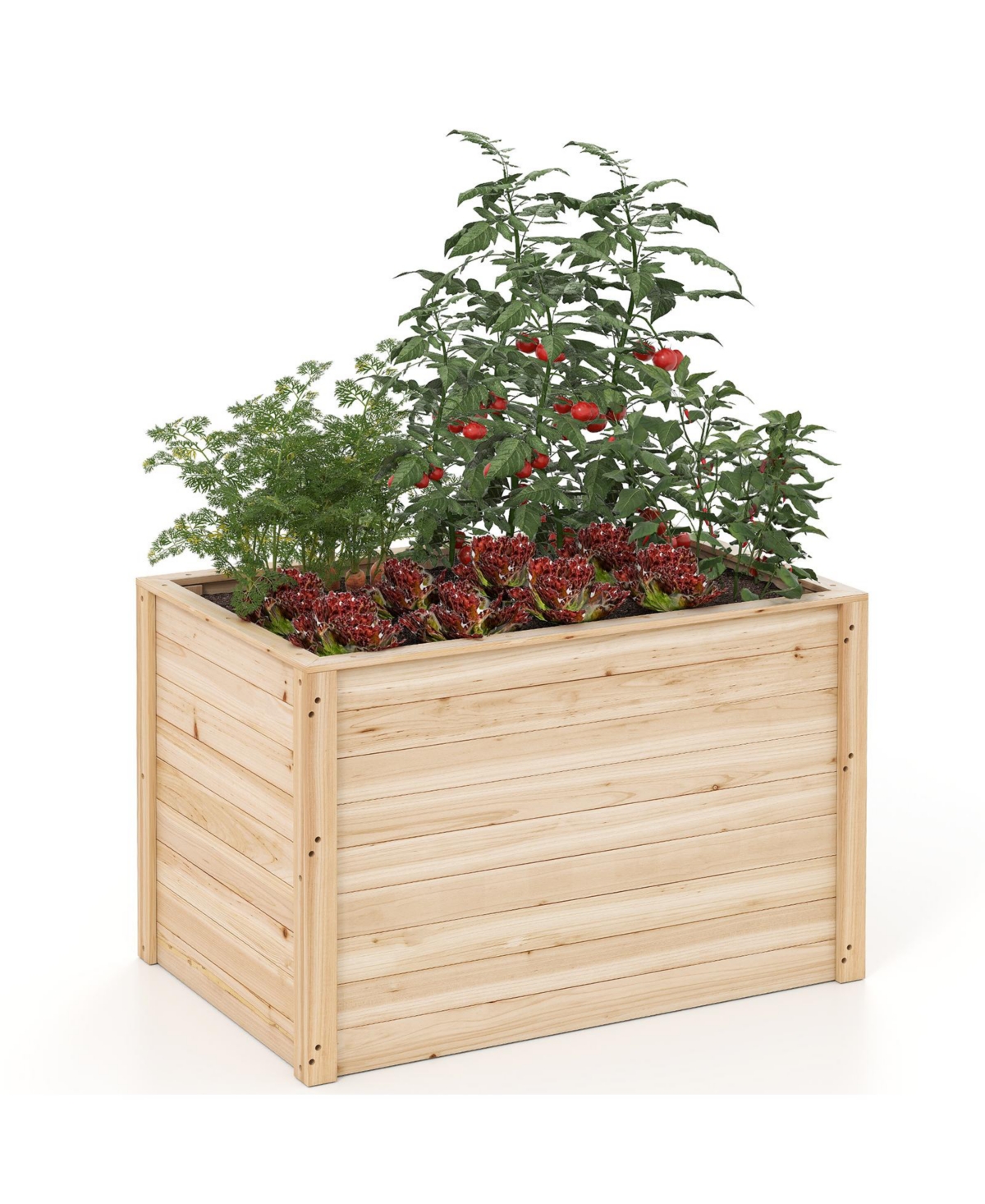 Wooden Raised Garden Bed Elevated Planter Box with Open-Ended Base - Natural