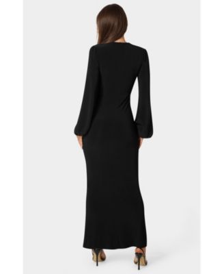 Women's Poet Sleeve Tie Neck Maxi Dress